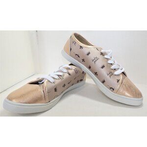 Baby Phat 9M Women's  Rose Gold Sneakers Alex Logo Repeat Print New No Box